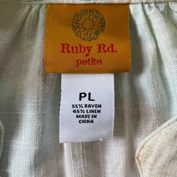 Ruby Rd. long sleeve v-neck pullover multicolored top women's size Petite large - Picture 9 of 10